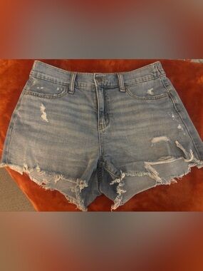 aerie Dreamy Light Wash Distressed Denim Jean Shorts